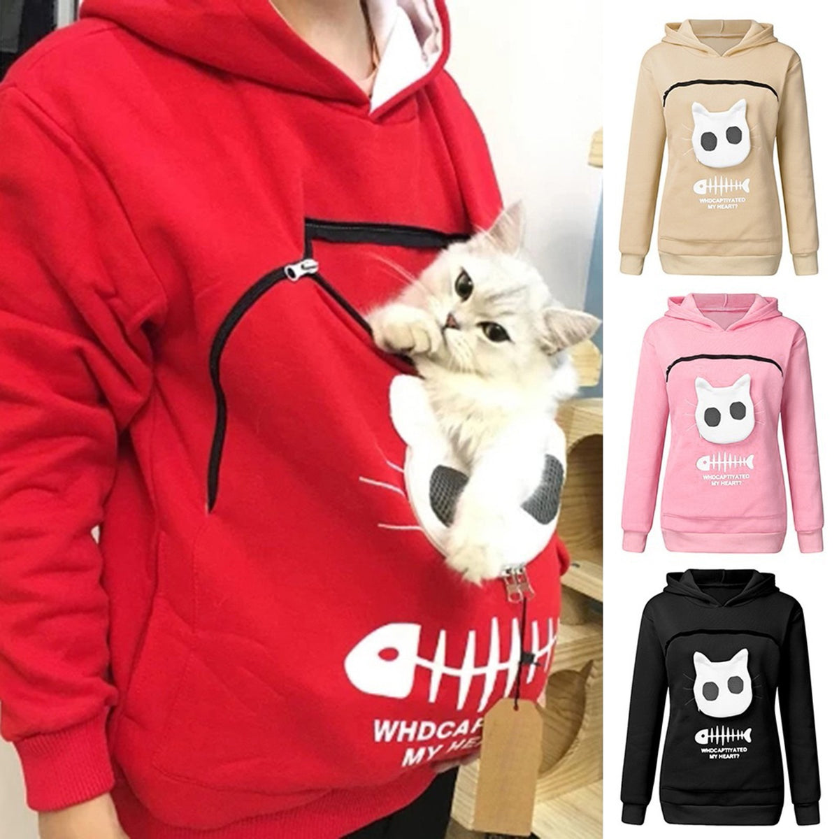 Women's Pocket Cat Sweater Cat Nest Top