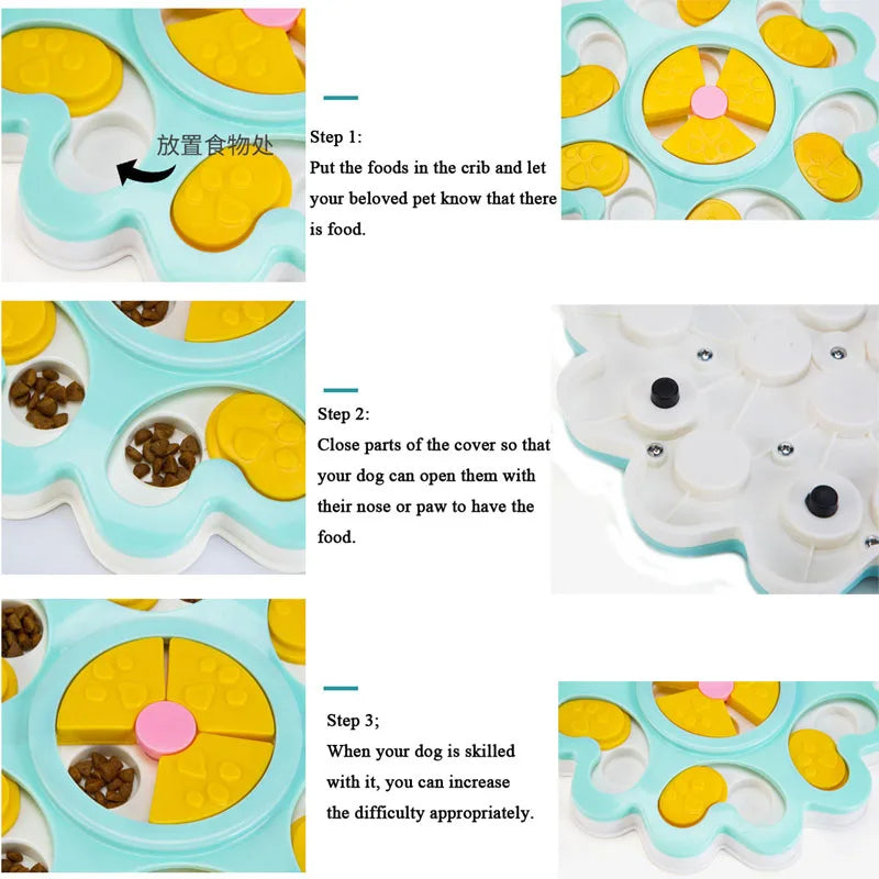Gamelle Anti-Glouton Design Fleur pour Chien - Distributeur de Croquettes